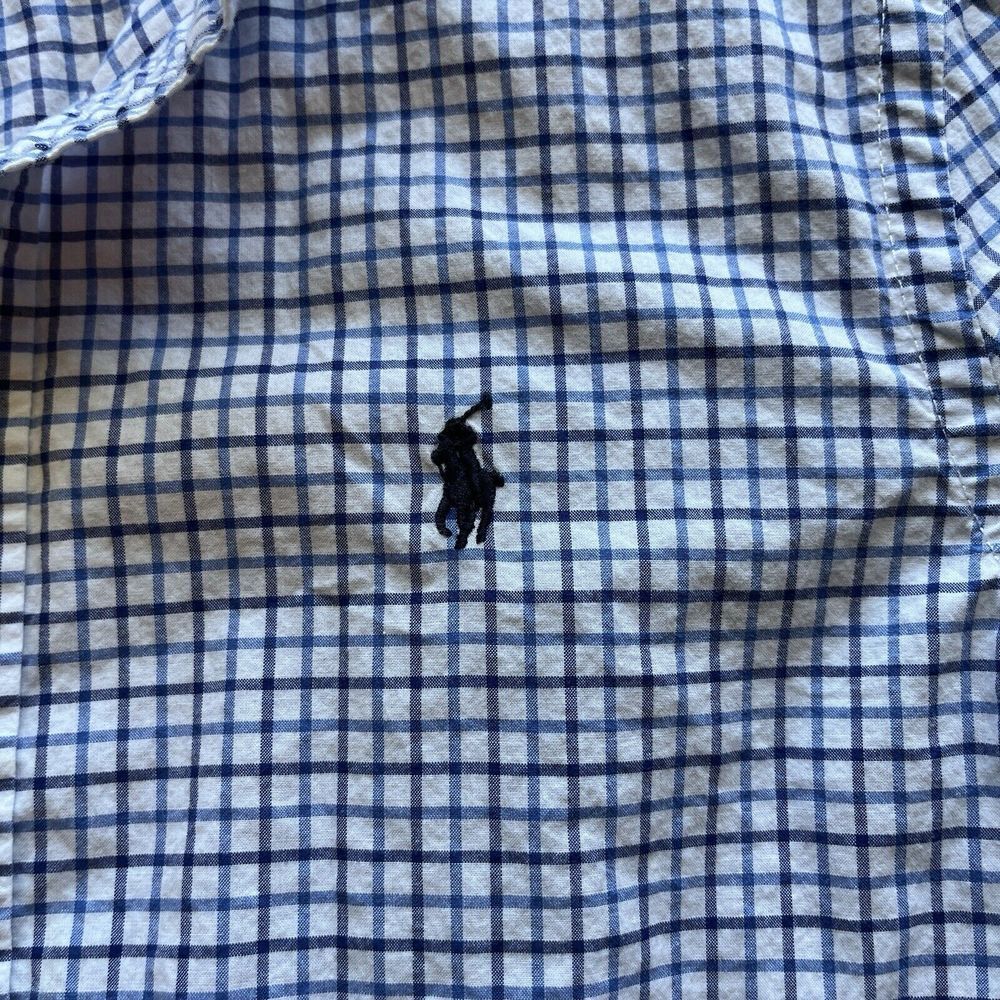 Ralph Lauren Boys‎ Long Sleeve Medium 10-12 Blue Check Button-Down Shirt - Picture 5 of 7